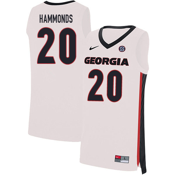 2020 Men #20 Rayshaun Hammonds Georgia Bulldogs College Basketball Jerseys Sale-White - Click Image to Close